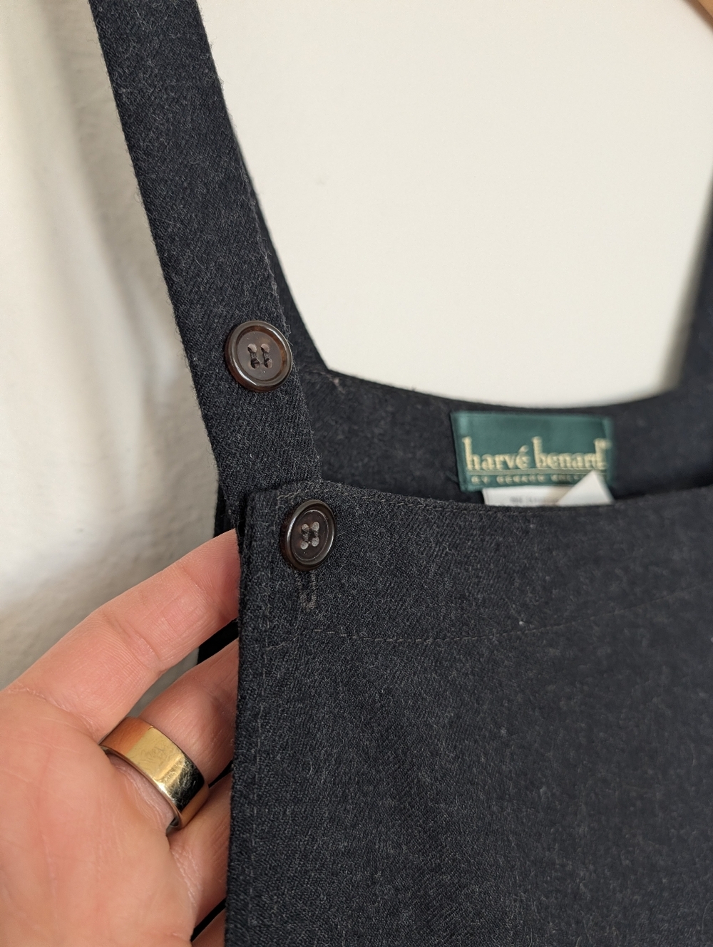 Vintage Harve Benard Wool Pinafore Dress Size 10 Dark Charcoal Gray - Picture 3 of 4